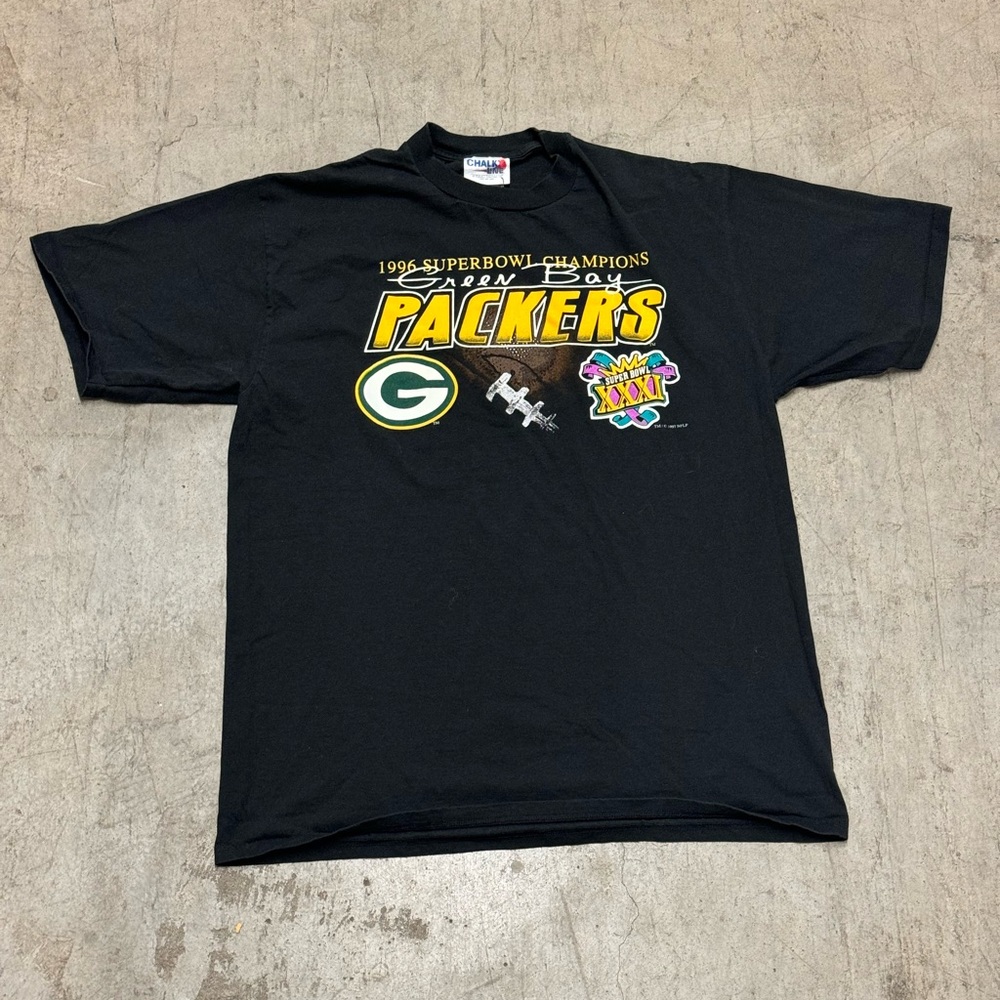 Vintage Green Bay Packers T-Shirt 1996 Chalk Line Champions Super Bowl Size XL